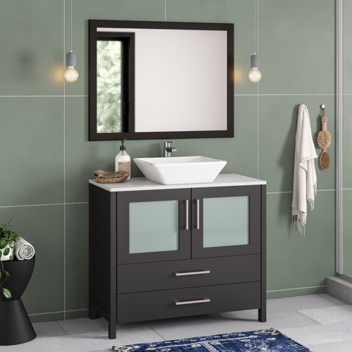 Wade Logan® Karson 35.8" Single Bathroom Vanity Set with Mirror